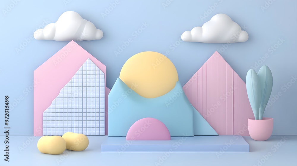 Abstract Pastel Geometric Shapes 3D Illustration Abstract Pastel Geometric Shapes 3D Illustration