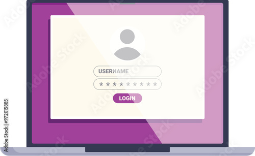 Laptop is showing a login screen, prompting the user to enter their username and password to access an account
