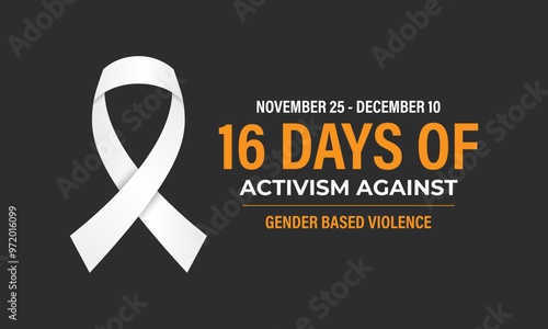 16 Days of Activism are observed to raise awareness of gender-based violence During the month of November 25 through December 10. Banner poster, flyer and background design template. Vector.