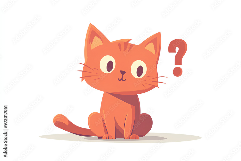 A cute orange cat with a curious expression and a question mark beside it. A cute orange cat with a curious expression and a question mark beside it.