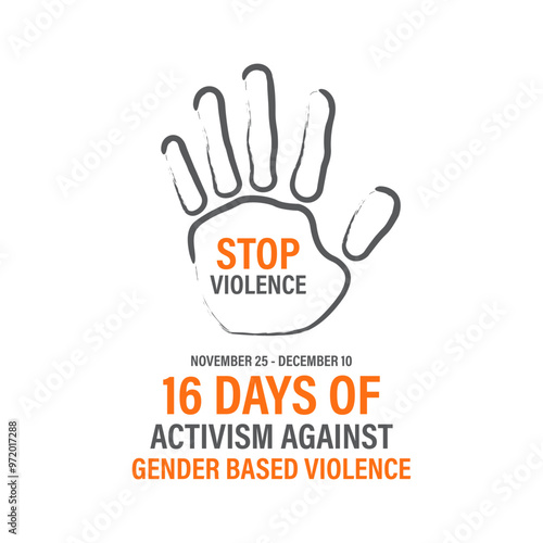 16 Days of Activism are observed to raise awareness of gender-based violence During the month of November 25 through December 10. Banner poster, flyer and background design template. Vector.