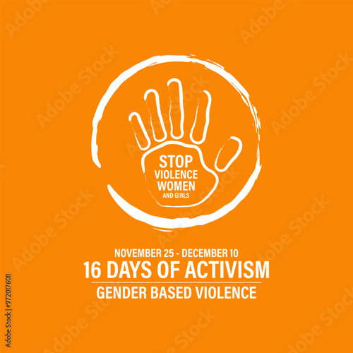16 Days of Activism are observed to raise awareness of gender-based violence During the month of November 25 through December 10. Banner poster, flyer and background design template. Vector.