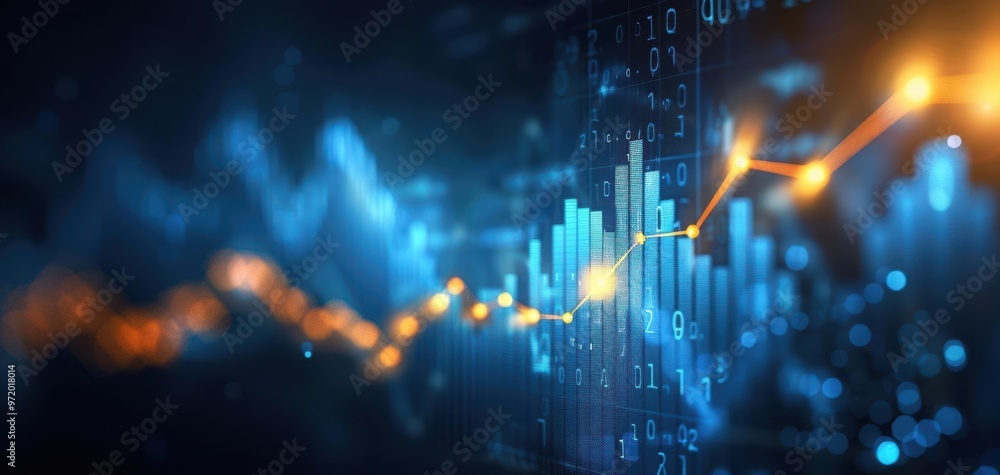 Dynamic financial chart illustrating growth trends with vibrant colors, representing data analysis and market fluctuations. Dynamic financial chart illustrating growth trends with vibrant colors, representing data analysis and market fluctuations.