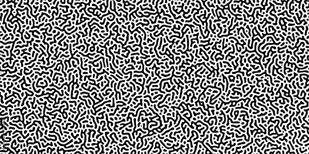 Fototapeta premium Gradient noise line abstract spread geometric background. Monochrome Turing reaction background. Abstract diffusion pattern with chaotic shapes. Vector illustration 