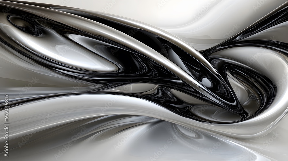Abstract Black and Silver Swirling Design Abstract Black and Silver Swirling Design