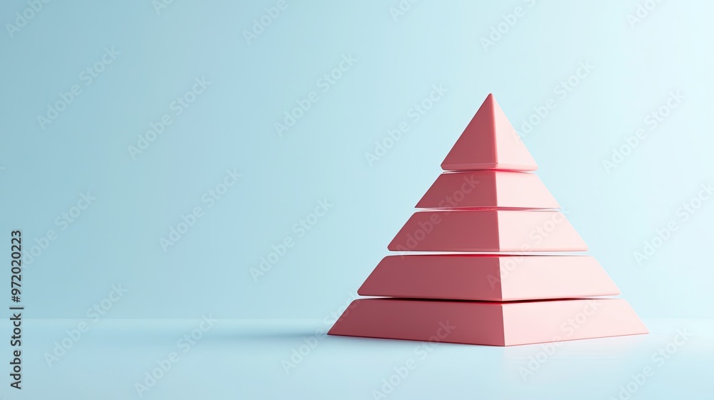 Fototapeta premium Abstract 3D cost structure pyramid on a white surface, with room for text.