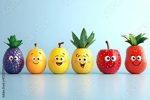 Funny Fruit Characters Line Up