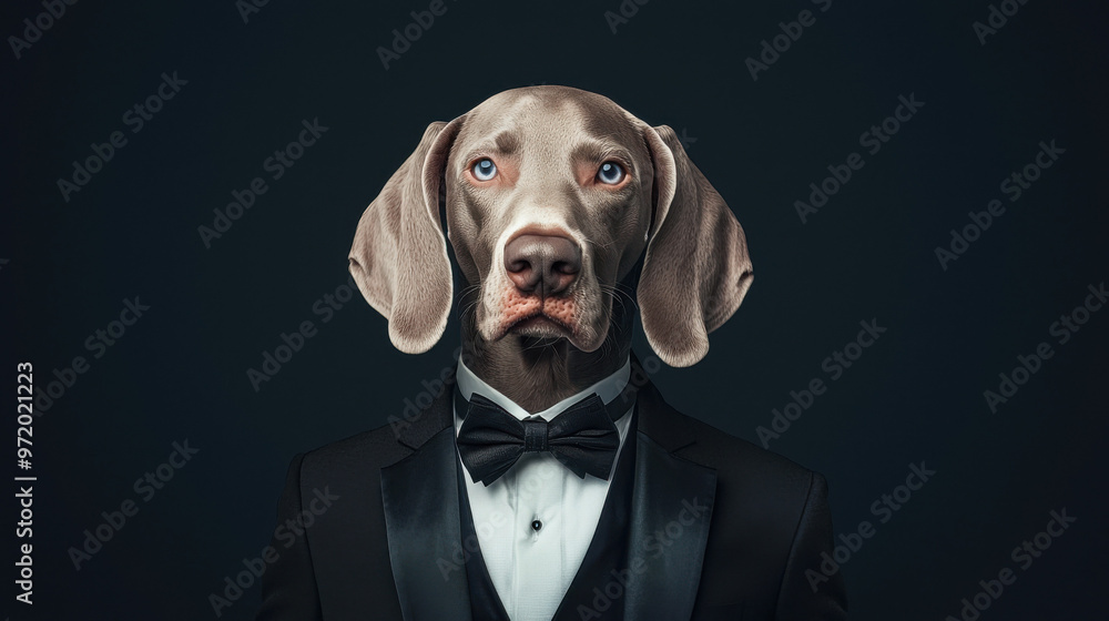 Weimaraner Dog in a Tuxedo Suit Weimaraner Dog in a Tuxedo Suit