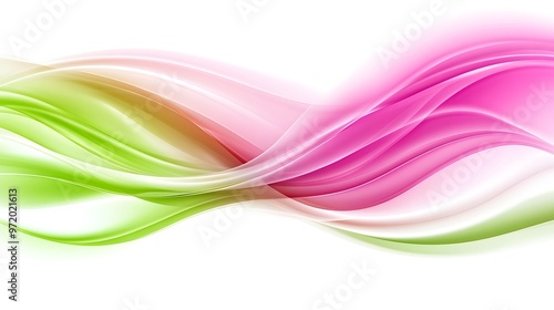 Abstract Green Pink Waves Flowing Background