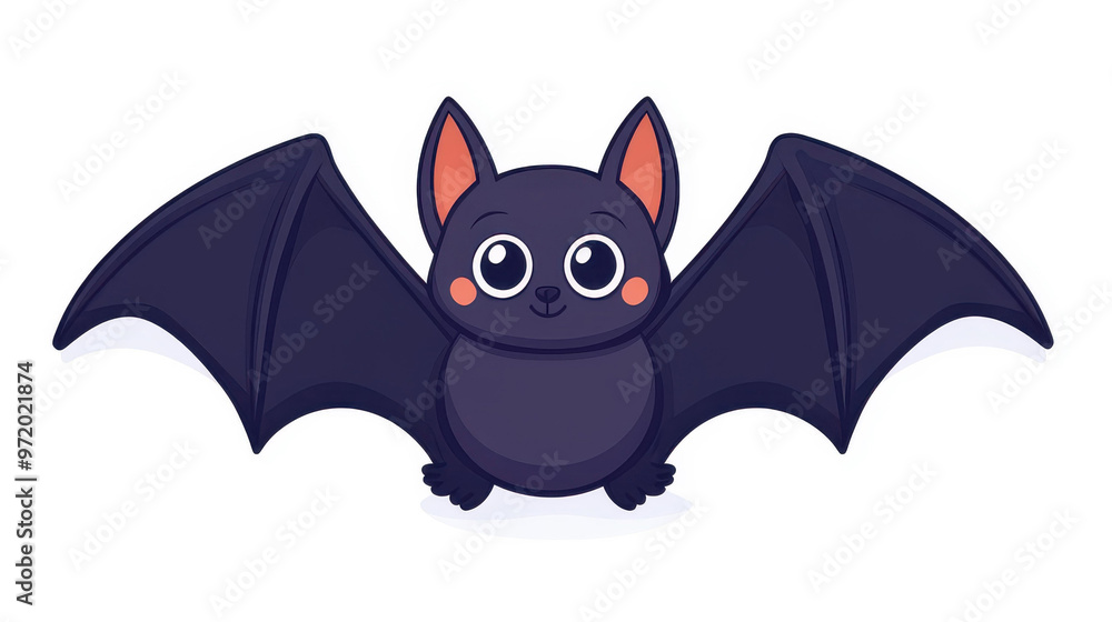 A playful cartoon bat with fun textures floats against a clean white backdrop, perfect for kids designs and projects. A playful cartoon bat with fun textures floats against a clean white backdrop, perfect for kids designs and projects.