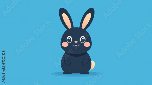 A playful flat bunny illustration, featuring vibrant colors and fun textures ideal for any cartoonthemed project. photo