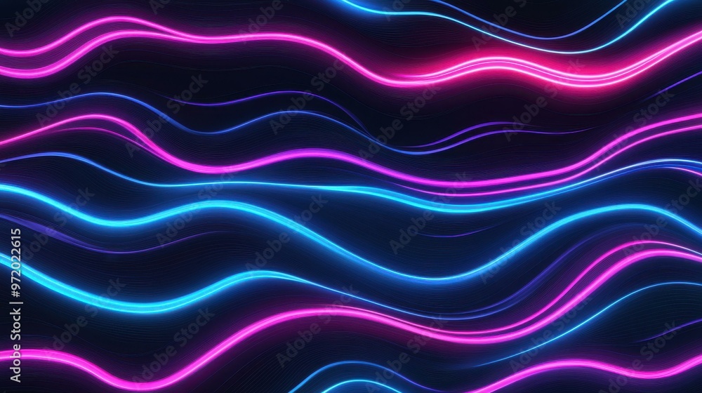 Dive into a vibrant world with shiny neon lights against a dark background, featuring smooth curved lines that mesmerize. Dive into a vibrant world with shiny neon lights against a dark background, featuring smooth curved lines that mesmerize.