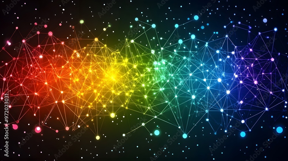 Abstract Rainbow Network Connection Technology Background Abstract Rainbow Network Connection Technology Background
