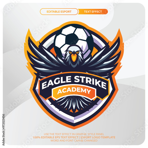 Eagle Strike Academy Soccer Mascot Logo, Dynamic Esport Logo Design for Gamers and Streamers