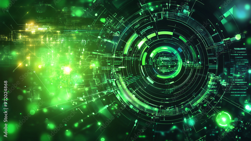Digital green abstract illustration showcasing futuristic technology and data visualization concepts Digital green abstract illustration showcasing futuristic technology and data visualization concepts