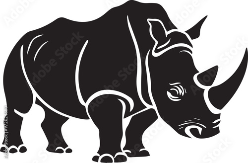 Rhino vector black silhouette design for T-Shirt photo