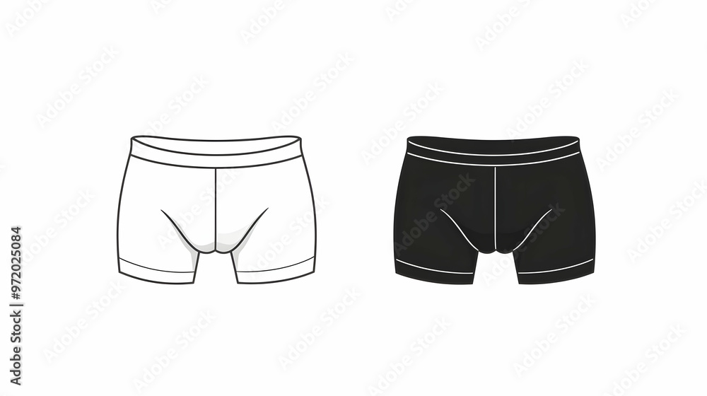 White and Black Underwear Illustration Male Undergarments Boxer Shorts Men s Apparel White and Black Underwear Illustration Male Undergarments Boxer Shorts Men s Apparel