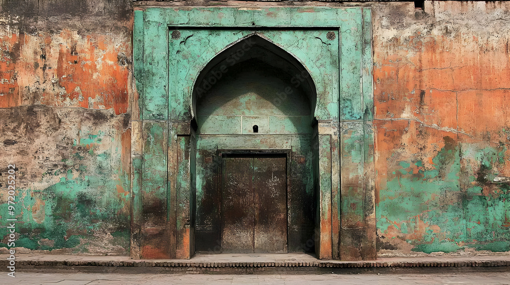 Old Doorway with Arch and Distressed Wall Old Doorway with Arch and Distressed Wall