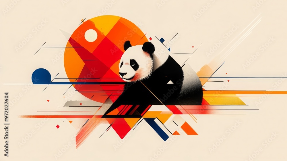 Fototapeta premium Geometric Panda Abstract Art Illustration
