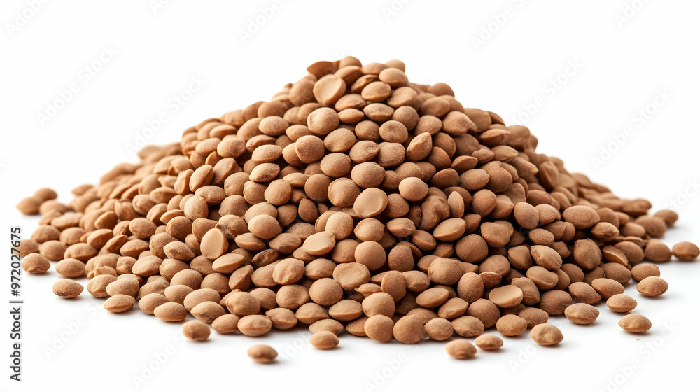 Brown Lentils Pile Isolated on White Background Brown Lentils Pile Isolated on White Background