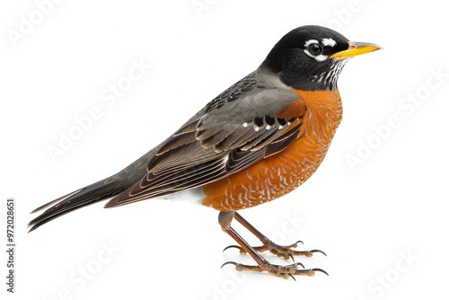 American Robin Erithacus rubecula isolated on white background, generate ai