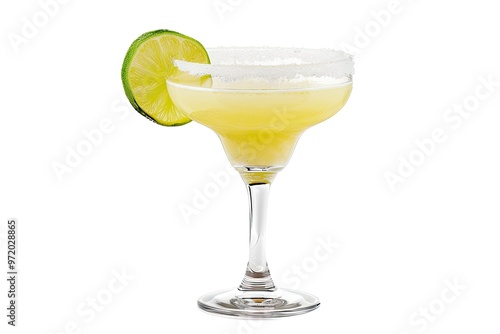 A Glass of Classic Margarita for a Summer Drink Concept on a White Background