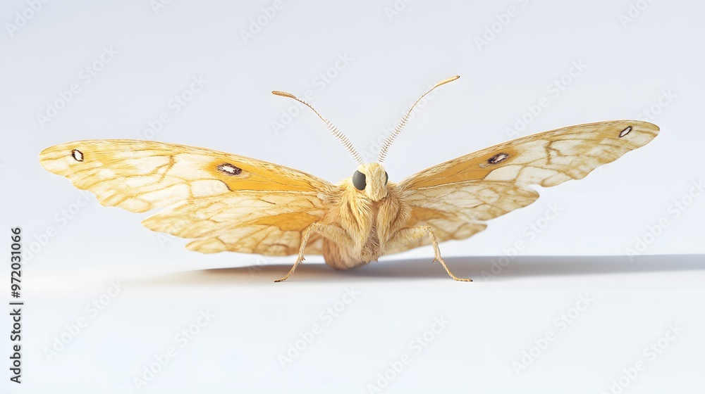 73. A lifelike 3D render of a yellow moth with detailed textures, isolated on a pristine white background 73. A lifelike 3D render of a yellow moth with detailed textures, isolated on a pristine white background