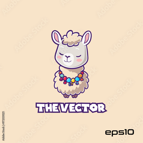 Happy cute llama logo, vector, mascot, character, cartoon, illustration, eps10