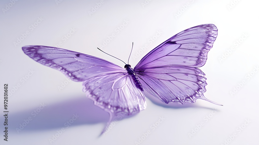 Obraz premium 75. A detailed 3D render of a purple butterfly with fine wing patterns, isolated on a pristine white background