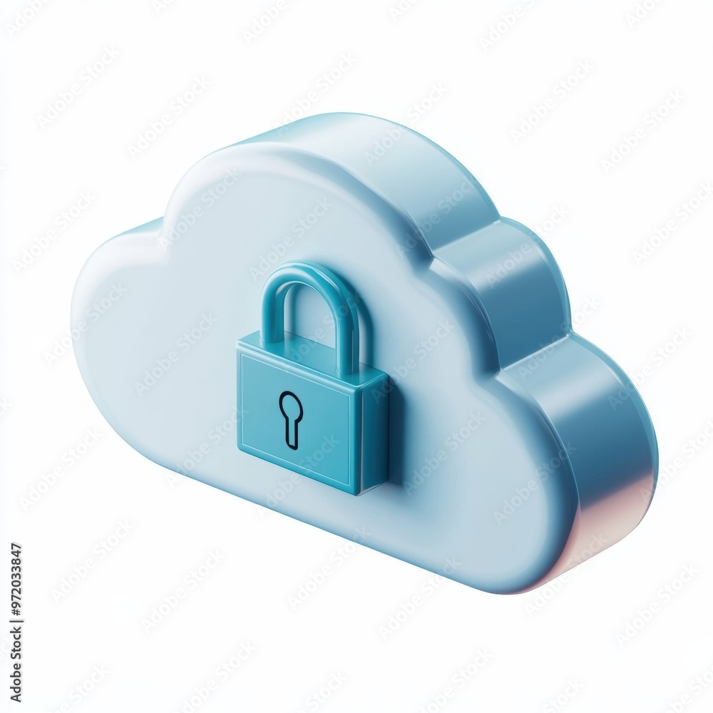 Secure Cloud Storage Concept with Locked Cloud and Padlock Symbol Secure Cloud Storage Concept with Locked Cloud and Padlock Symbol