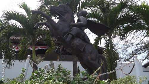 The Diponegoro statue is in the former Dutch building in the Fort Willem II area in Semarang, Central Java. photo