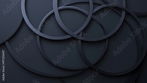 Abstract Black Circular Patterns on Dark Background - Modern Minimalist Design photo