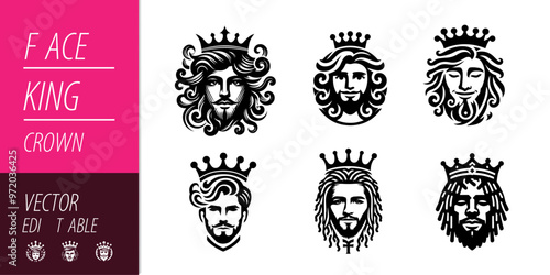 face king crown man vector illustration sillhoute photo