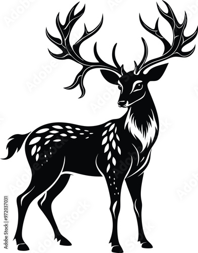 black deer vector illustration silhouette, Print