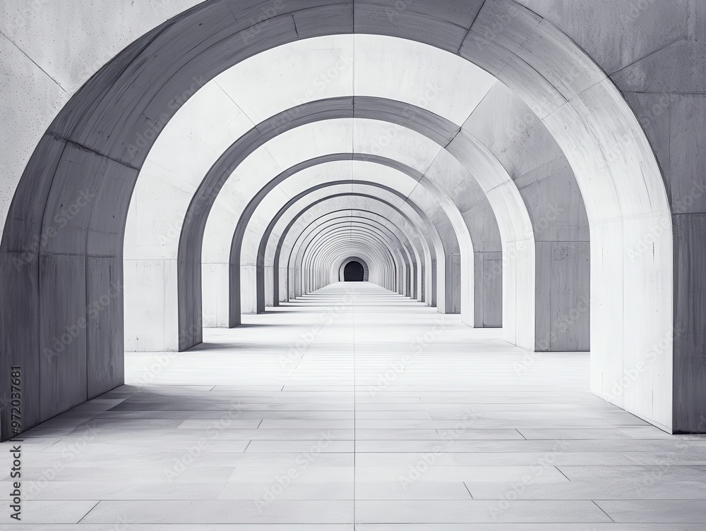 Modern Architectural Concrete Arches Creating a Symmetrical Tunnel Effect in a Minimalist Design Modern Architectural Concrete Arches Creating a Symmetrical Tunnel Effect in a Minimalist Design