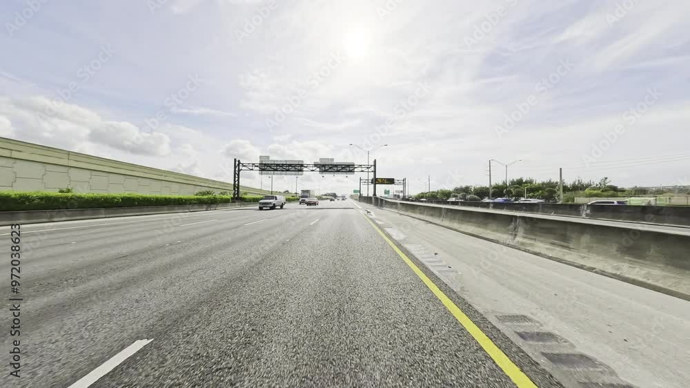 Driving plates highway left lane rear view Driving plates highway left lane rear view