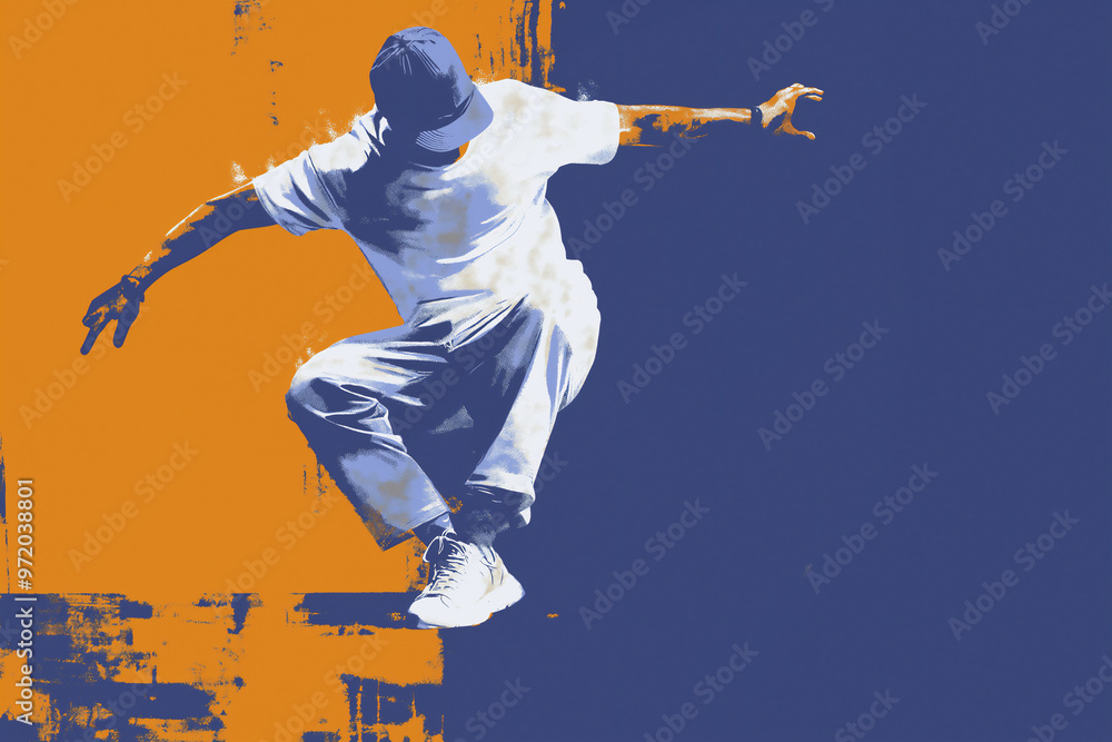 Naklejka premium Energetic Dance Step with Orange Vibe