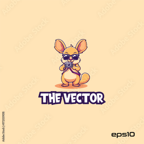 Photographer kangaroo logo, vector, mascot, character, cartoon, illustration, eps10