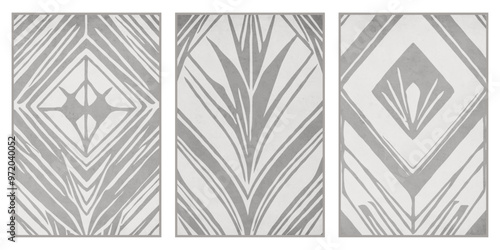 Set of 3 Abstract illustration in vintage style. For use in graphics, for wall decor.