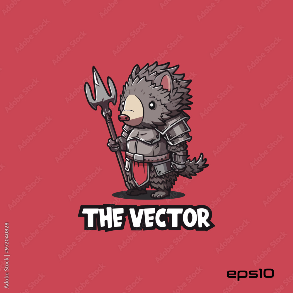 Fototapeta premium Hedgedog Warrior logo, vector, mascot, character, cartoon, illustration, eps10