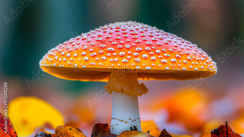 fly agaric mushroom in forest photo