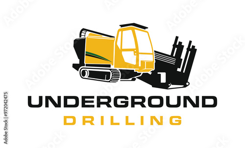 Fiber Optic underground horizontal drilling laying machine logo design excavator heavy equipment