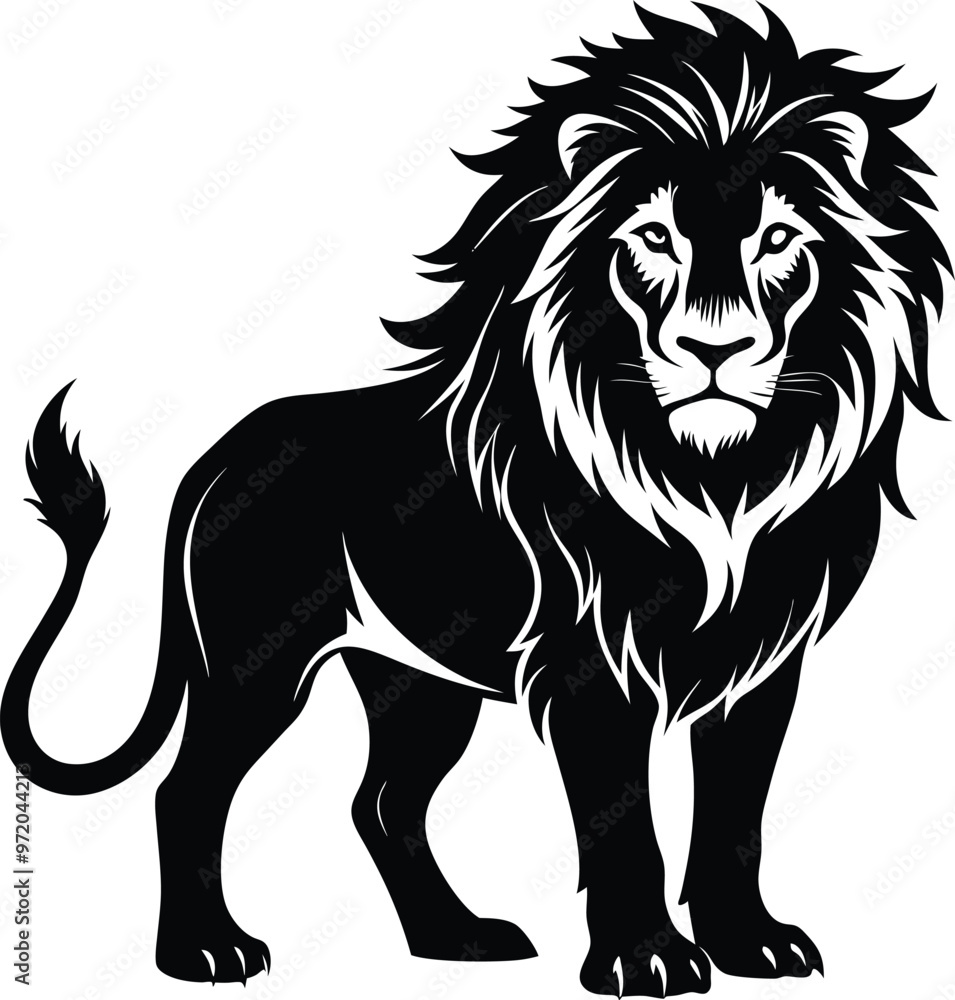 Fototapeta premium black lion vector illustration silhouette, Print