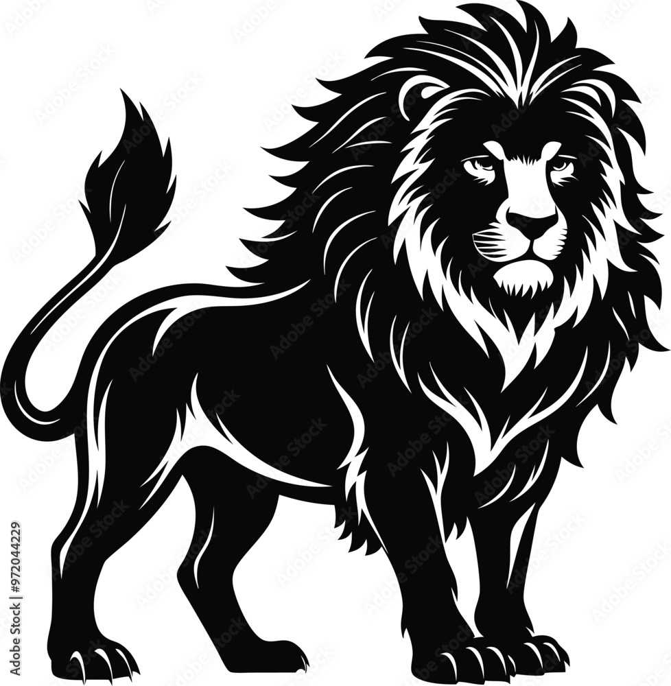 Fototapeta premium black lion vector illustration silhouette, Print