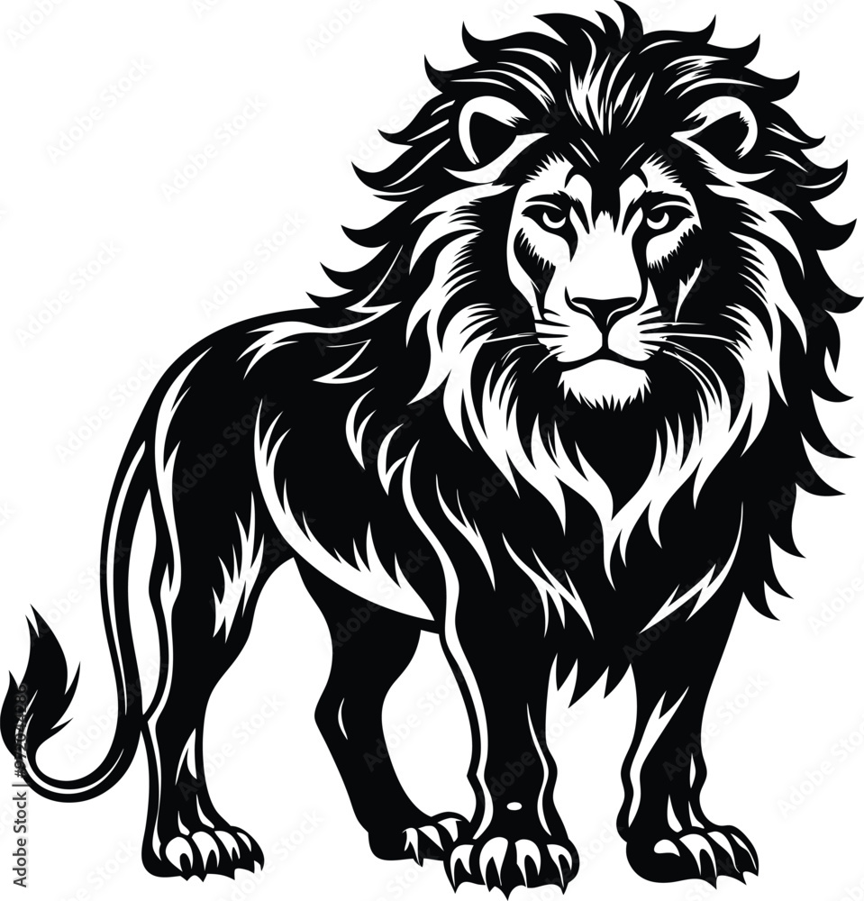 black lion vector illustration silhouette, Print black lion vector illustration silhouette, Print