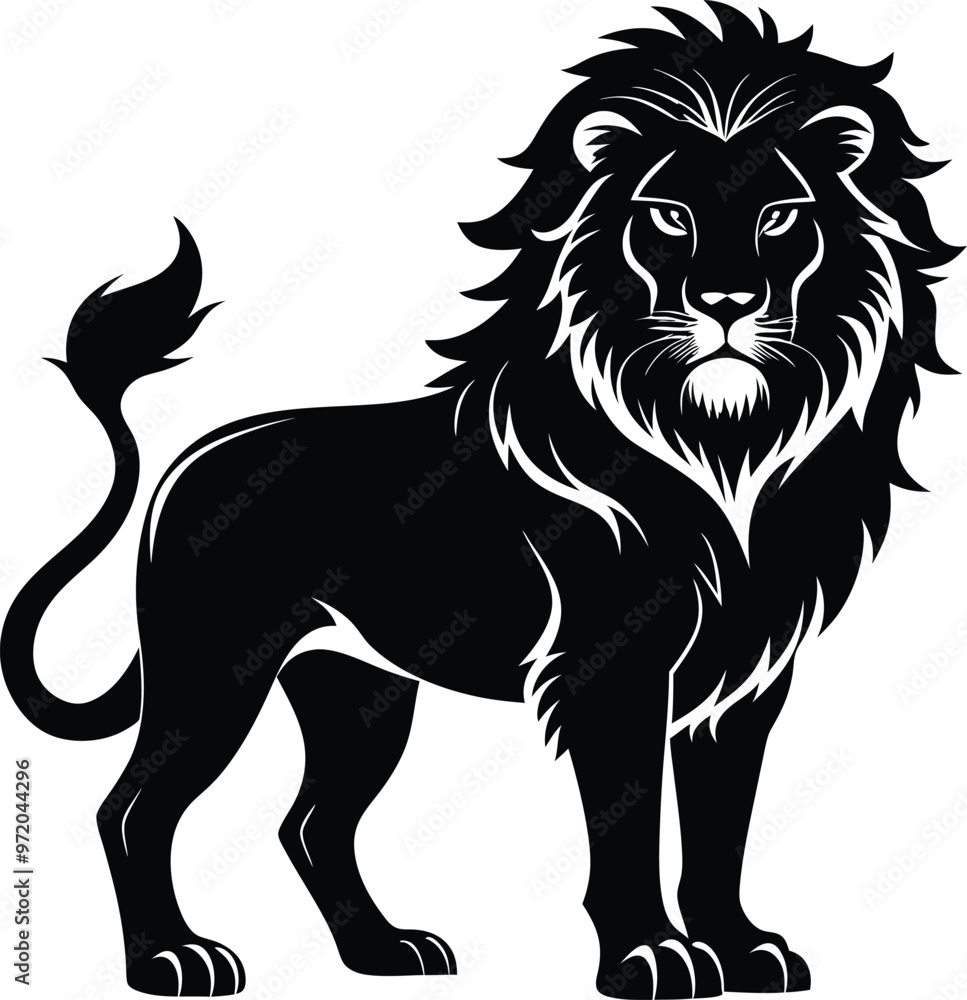 black lion vector illustration silhouette, Print black lion vector illustration silhouette, Print