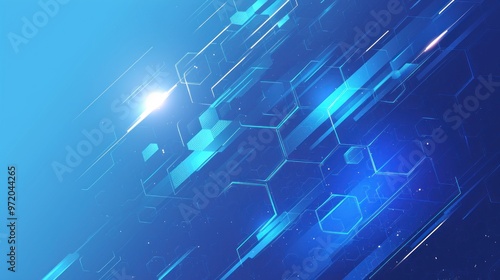 Fototapeta Naklejka Na Ścianę i Meble -  Abstract blue with hexagons and presentation design template creates a modern abstract impression for technology, science and digital identity business.