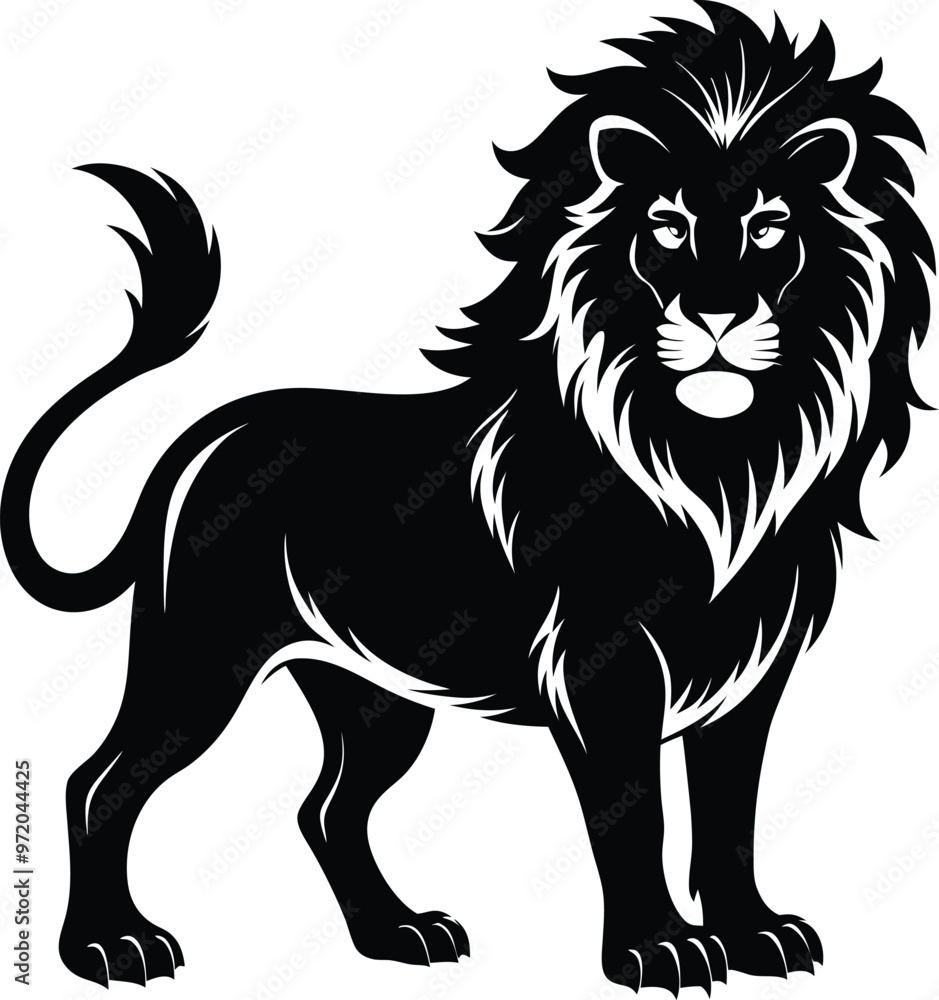 Fototapeta premium black lion vector illustration silhouette, Print