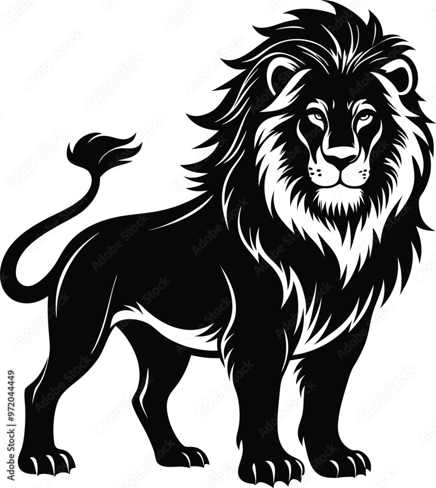 Fototapeta premium black lion vector illustration silhouette, Print