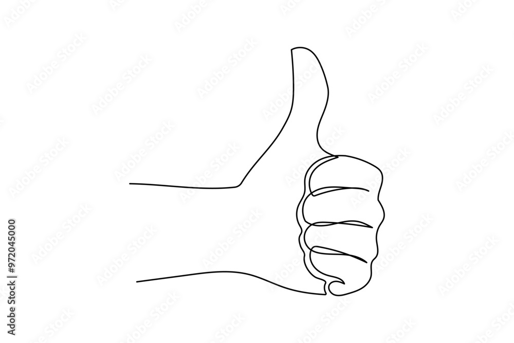 Thumb up in one continuous line drawing. Hand showing like and great sign in simple linear style. Finger up symbol in editable stroke. Doodle oneline vector illustration Thumb up in one continuous line drawing. Hand showing like and great sign in simple linear style. Finger up symbol in editable stroke. Doodle oneline vector illustration
